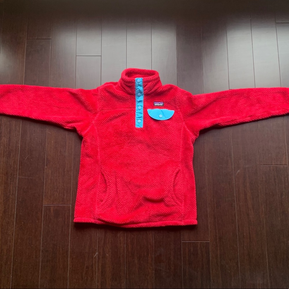 Girls size 10 pink and blue Patagonia pullover